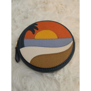 NWOT Coach Leather Tropical Sunset Over the Horizon Zip Coin Purse